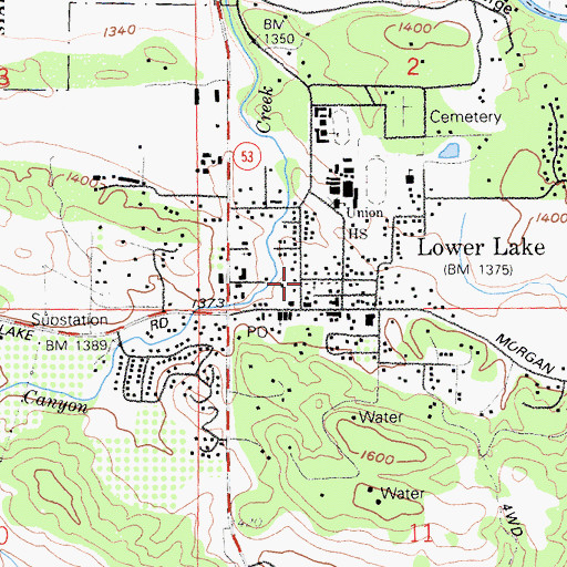 Topographic Map of Lower Lake Community United Methodist Church, CA