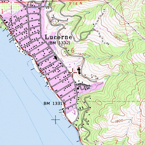Topographic Map of Lucerne Christian Conference Center, CA