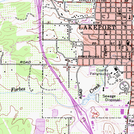 Topographic Map of New Life Foursquare Church, CA