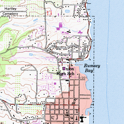 Topographic Map of Nylanders Frontier Village Shopping Center, CA