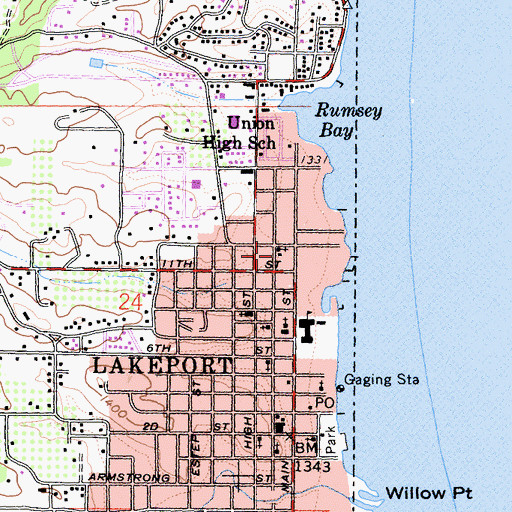 Topographic Map of Saint Johns Episcopal Church, CA