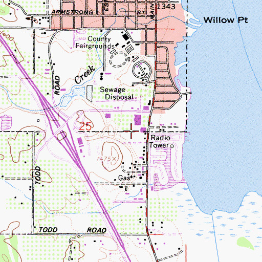 Topographic Map of Shoreline Shopping Center, CA