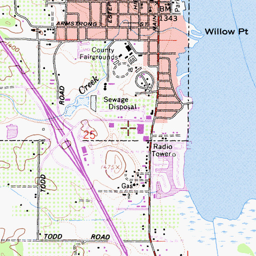 Topographic Map of Vista Point Shopping Center, CA