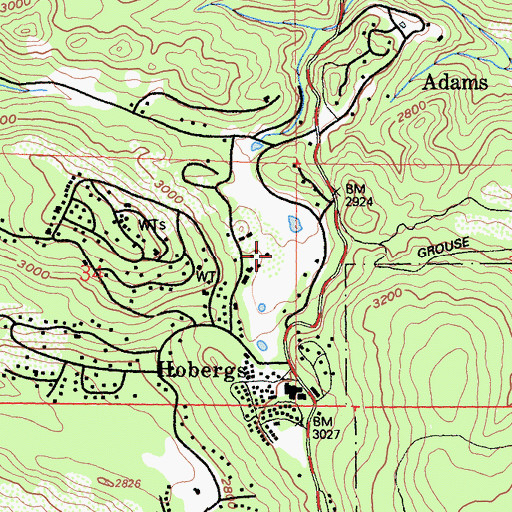 Topographic Map of Adams Springs Golf Course, CA