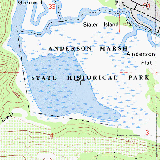 Topographic Map of Anderson Marsh, CA