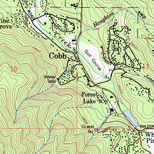 Topographic Map of Cobb Post Office, CA