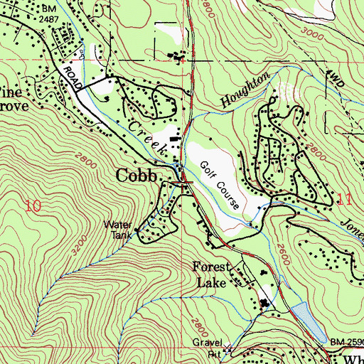 Topographic Map of Hobergs-Forest Lake Golf Course, CA