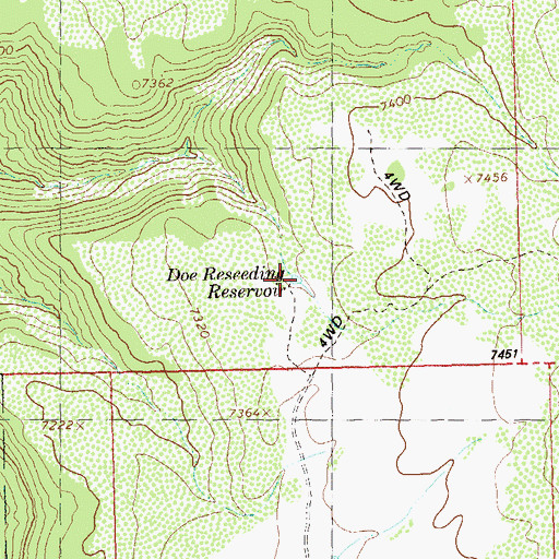 Topographic Map of Doe Reseeding Reservoir, CO