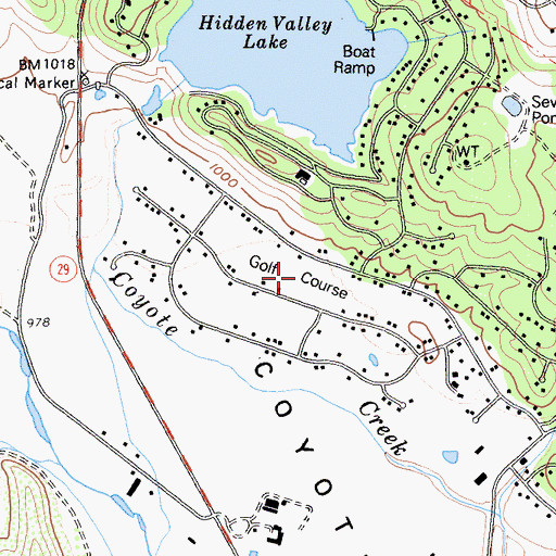 Topographic Map of Hidden Valley Lake Golf Course, CA