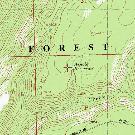 Topographic Map of Arnold Reservoir, CO