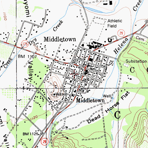 Topographic Map of Middletown Post Office, CA