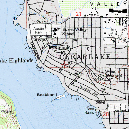 Topographic Map of Queen of Peace Roman Catholic Church, CA