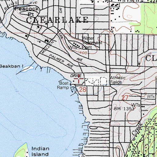 Topographic Map of Redbud Branch Lake County Library, CA