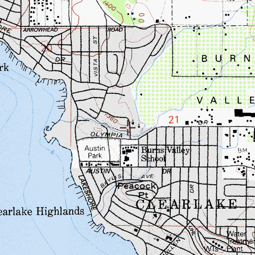 Topographic Map of Saint Johns Lutheran Church, CA