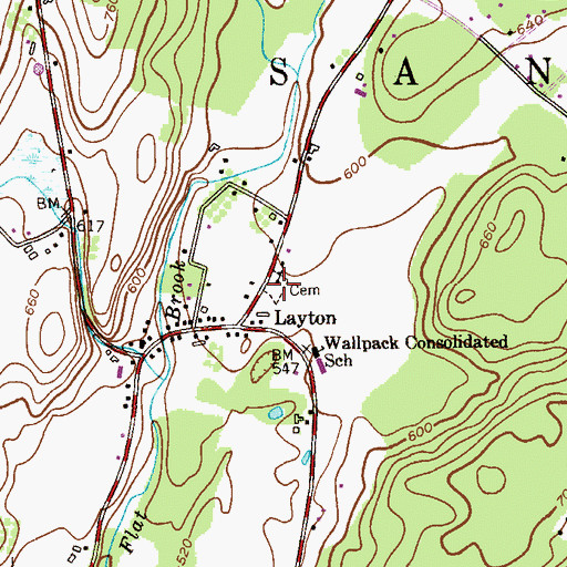 Topographic Map of Bevans Cemetery, NJ