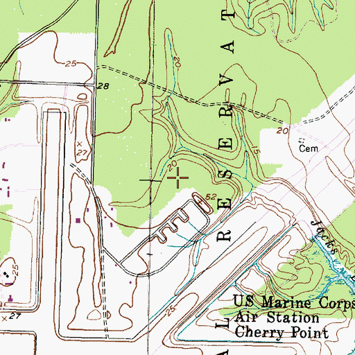 Topographic Map of Cherry Point (historical), NC