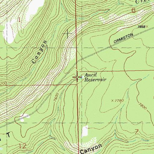 Topographic Map of Ancil Reservoir, CO