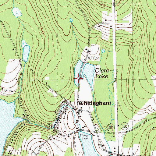 Topographic Map of Lake Clara Dam, VT