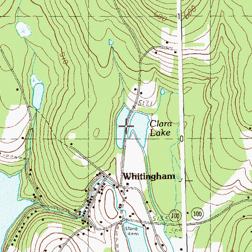 Topographic Map of Lake Clara, VT
