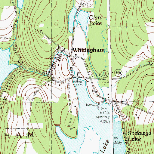 Topographic Map of Lake Sadawga Dam, VT