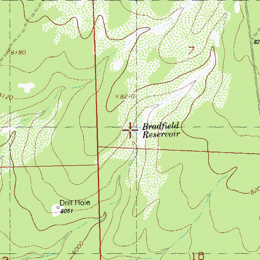 Topographic Map of Bradfield Reservoir, CO