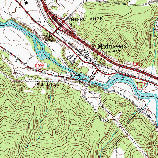 Topographic Map of Middlesex Dam Number 2, VT