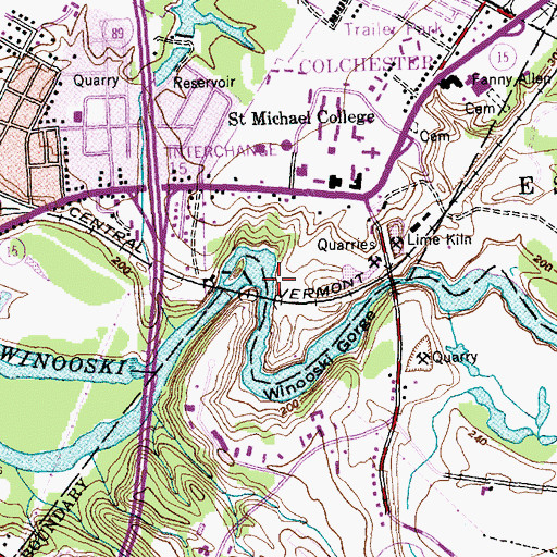 Topographic Map of Winooski River Reservoir, VT