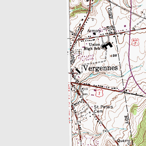 Topographic Map of Vergennes Dam, VT