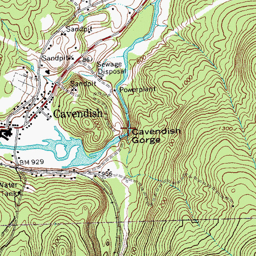 Topographic Map of Cavendish Dam, VT