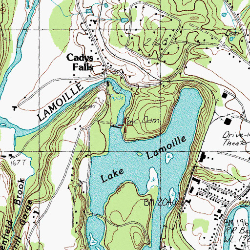 Topographic Map of Cadys Falls Dam, VT