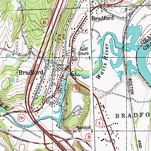 Topographic Map of Bradford Dam, VT