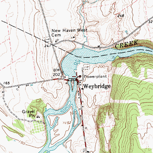 Topographic Map of Weybridge Dam, VT