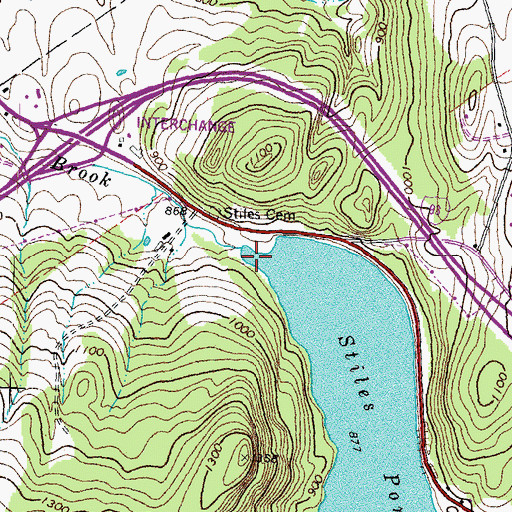 Topographic Map of Stiles Pond Dam, VT