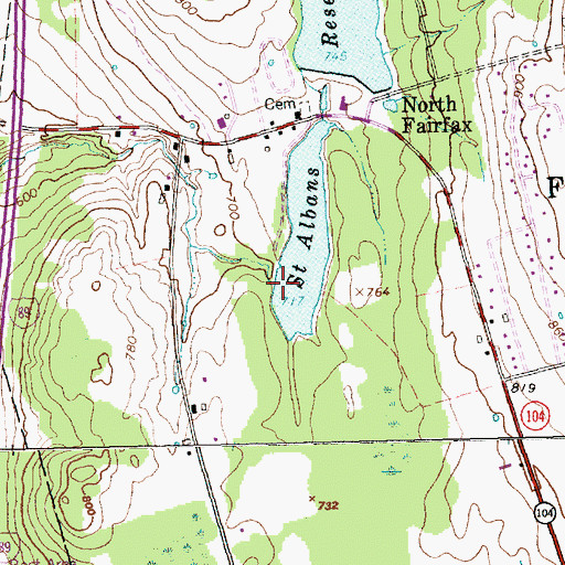 Topographic Map of St. Albans South Reservoir Dam, VT