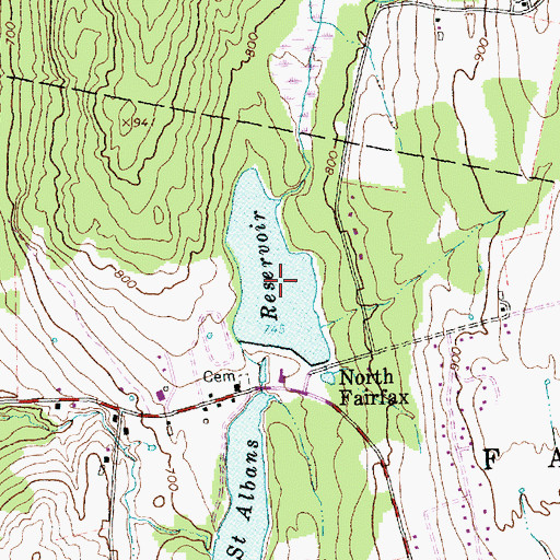 Topographic Map of Saint Albans Reservoir North, VT
