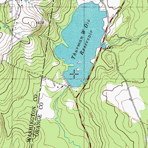 Topographic Map of Thurman W. Dix Reservoir Dam, VT