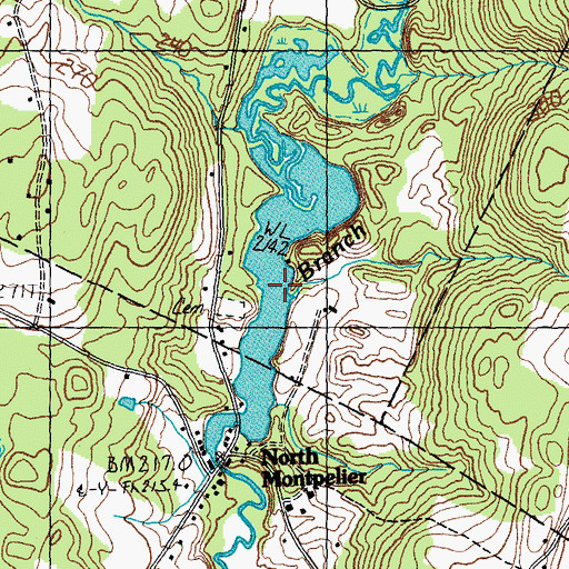 Topographic Map of North Montpelier Pond, VT