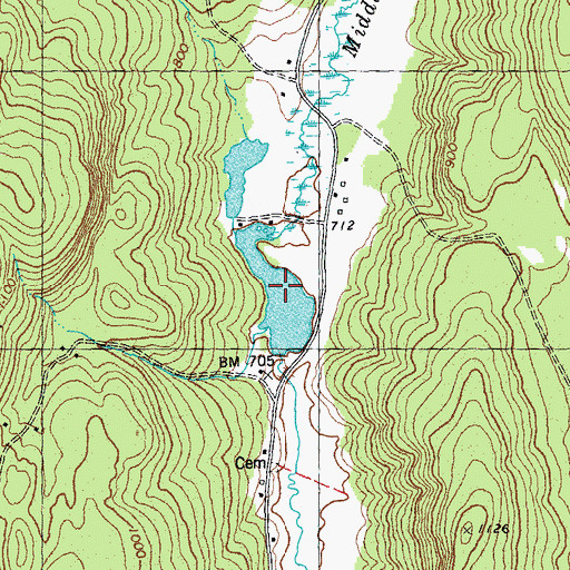 Topographic Map of Middle Brook Pond, VT