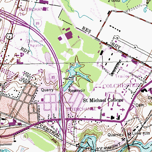 Topographic Map of Winooski Upper Reservoir Dam, VT
