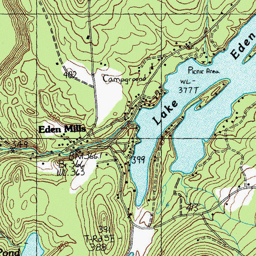 Topographic Map of Lake Eden Dam, VT