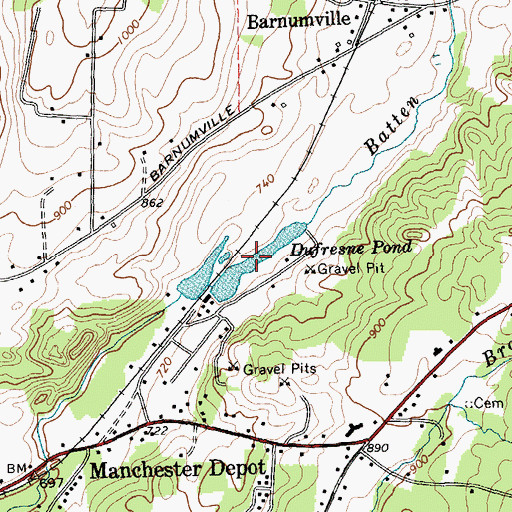 Topographic Map of Dufresne Pond Dam, VT