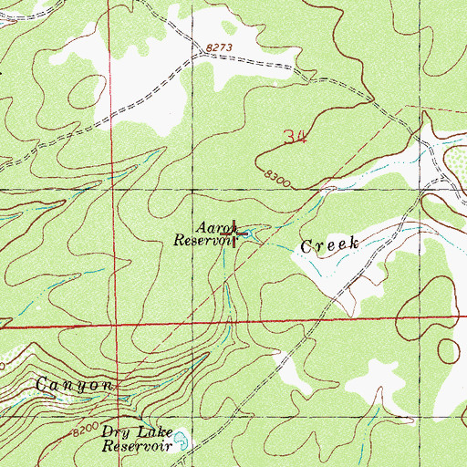 Topographic Map of Aaron Reservoir, CO