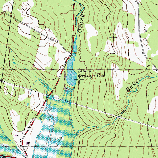 Topographic Map of Lower Orange Reservoir Dam, VT