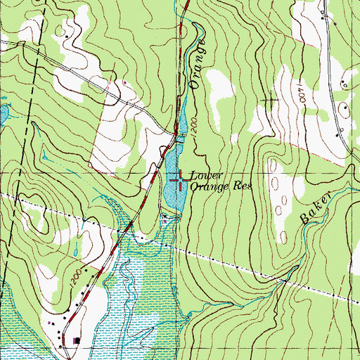 Topographic Map of Lower Orange Reservoir, VT