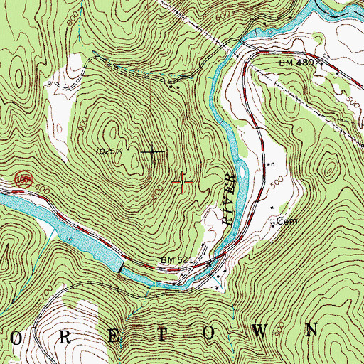 Topographic Map of Moretown Number 8 Dam, VT