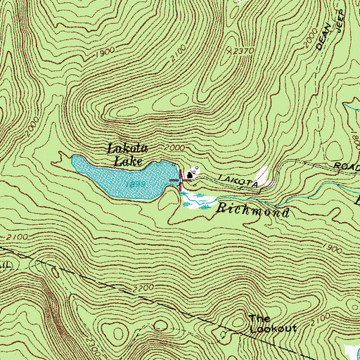 Topographic Map of Lakota Lake Dam, VT