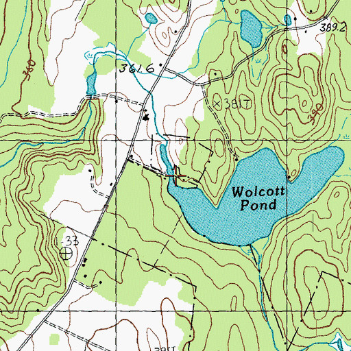 Topographic Map of Wolcott Pond Dam, VT