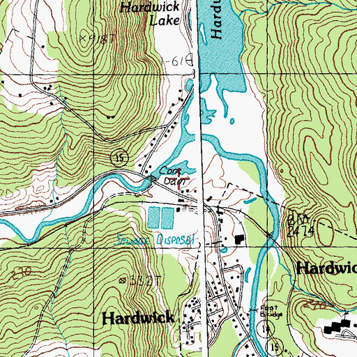 Topographic Map of Hardwick Lake Dam, VT