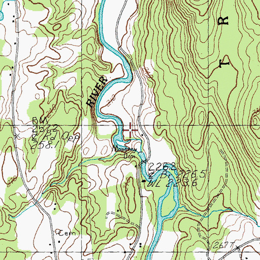 Topographic Map of Bakers Falls Dam, VT