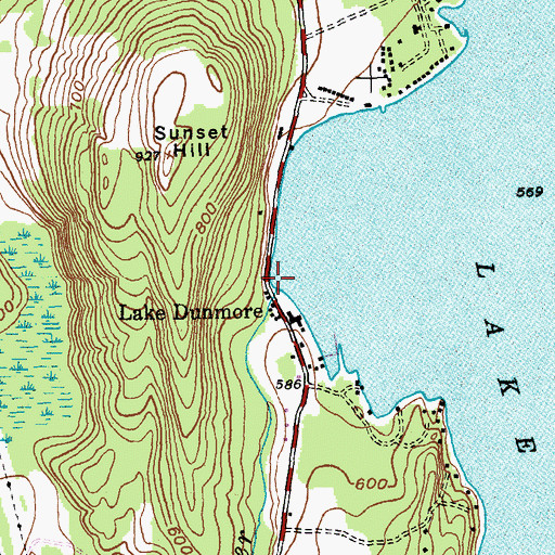 Topographic Map of Lake Dunmore Dam, VT